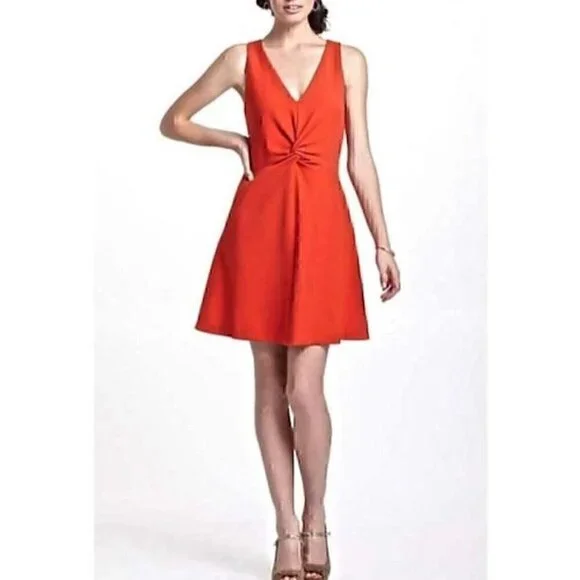 Anthro. Leifsdottir- Twist Front Red Dress - 4 - Picture 2 of 8